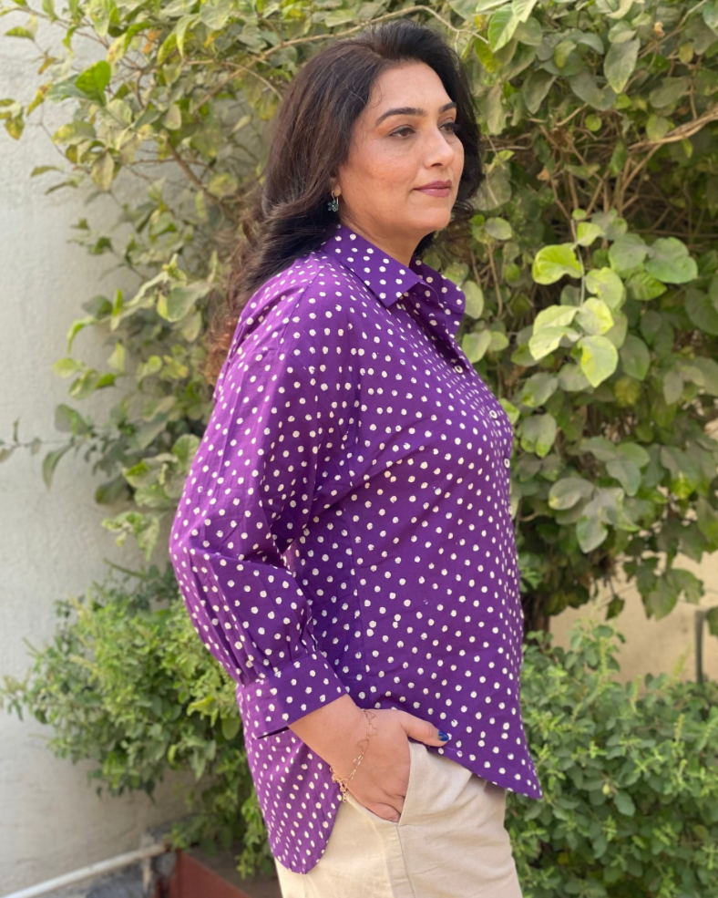 Purple dot natural dyed shirt