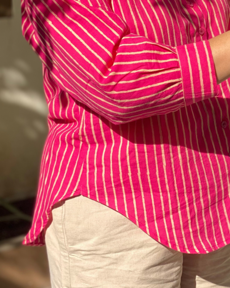 Blush pink stripes Natural dyed shirt