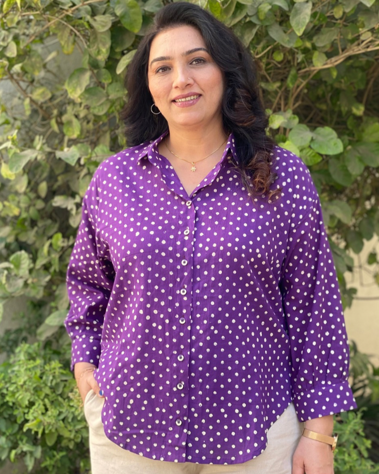 Purple dot natural dyed shirt