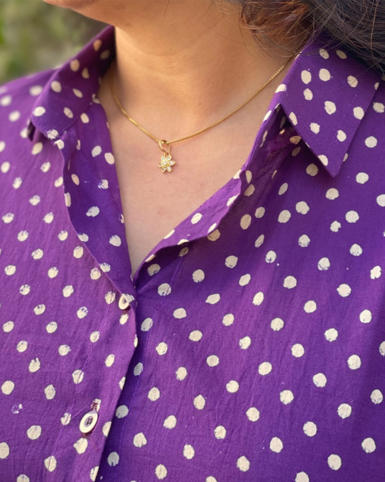 Purple dot natural dyed shirt