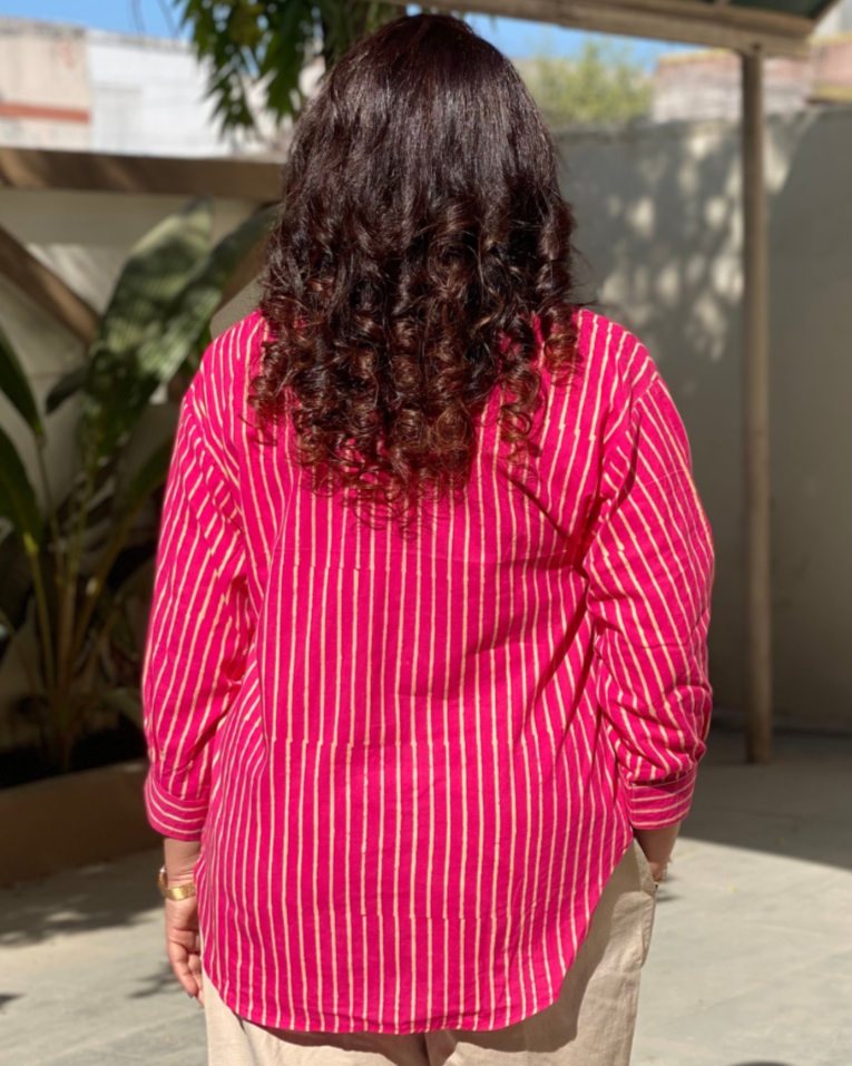 Blush pink stripes Natural dyed shirt