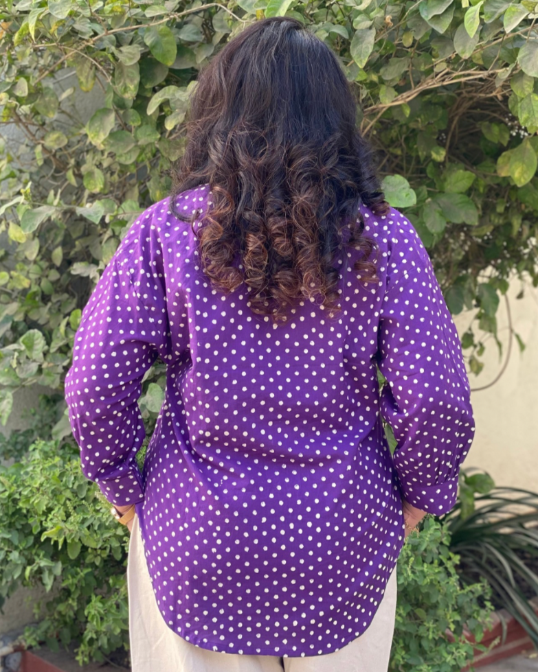 Purple dot natural dyed shirt