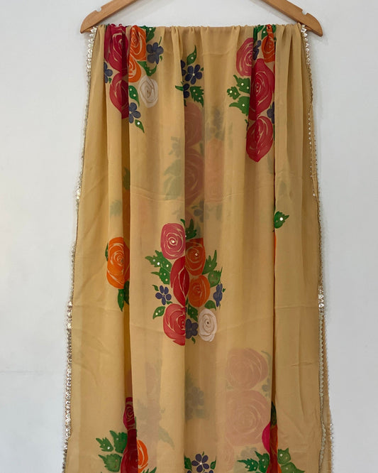Blooming floral patterns Beige duppta