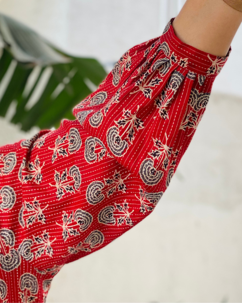Kantha Work Block Printed shirt