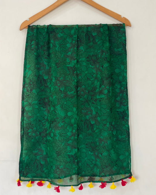 Forest green pure chiffon scarf