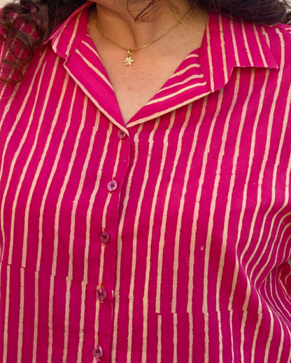 Blush pink stripes Natural dyed shirt