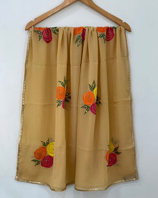 Blooming floral patterns Beige duppta