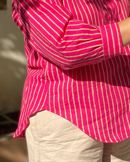 Blush pink stripes Natural dyed shirt