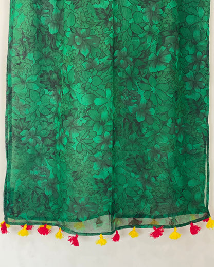Forest green pure chiffon scarf