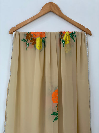 Blooming floral patterns Beige duppta
