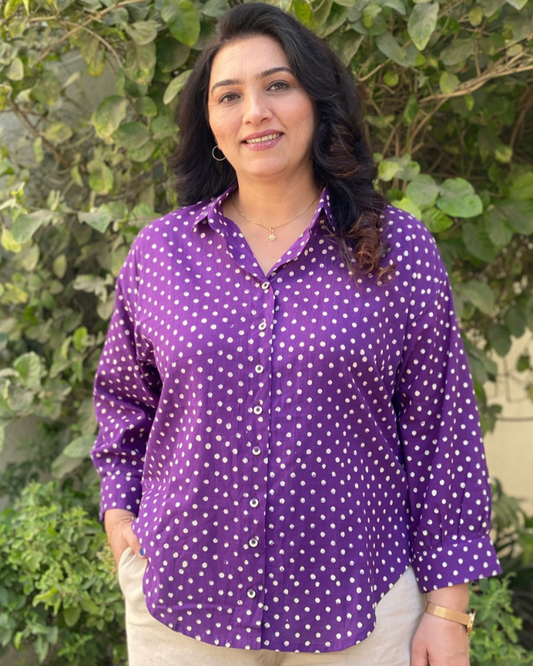 Purple dot natural dyed shirt