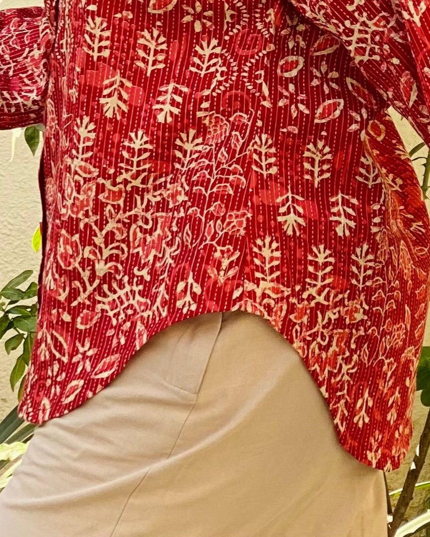 Kantha Work block printed shirt