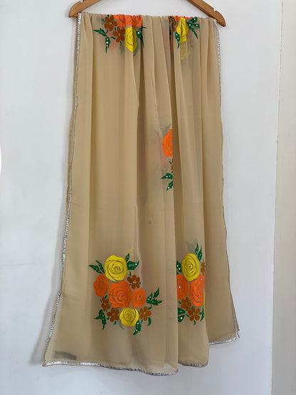 Blooming floral patterns Beige duppta