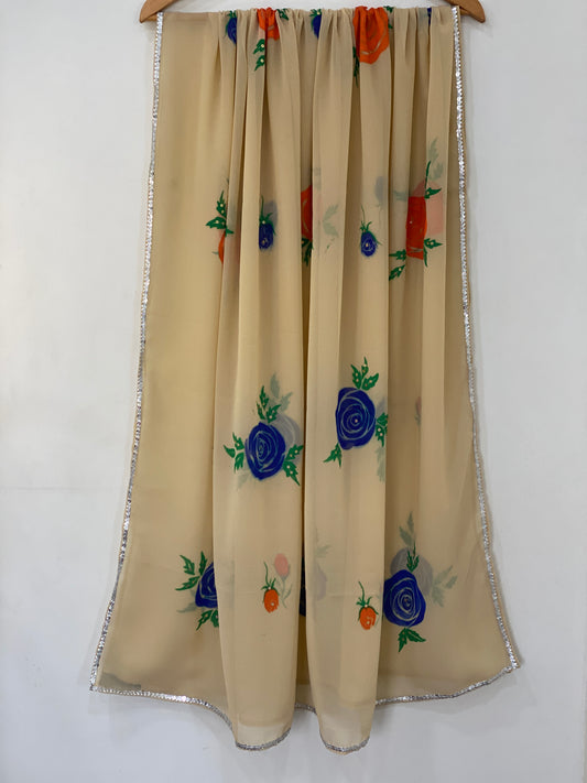 Blooming floral patterns Beige duppta