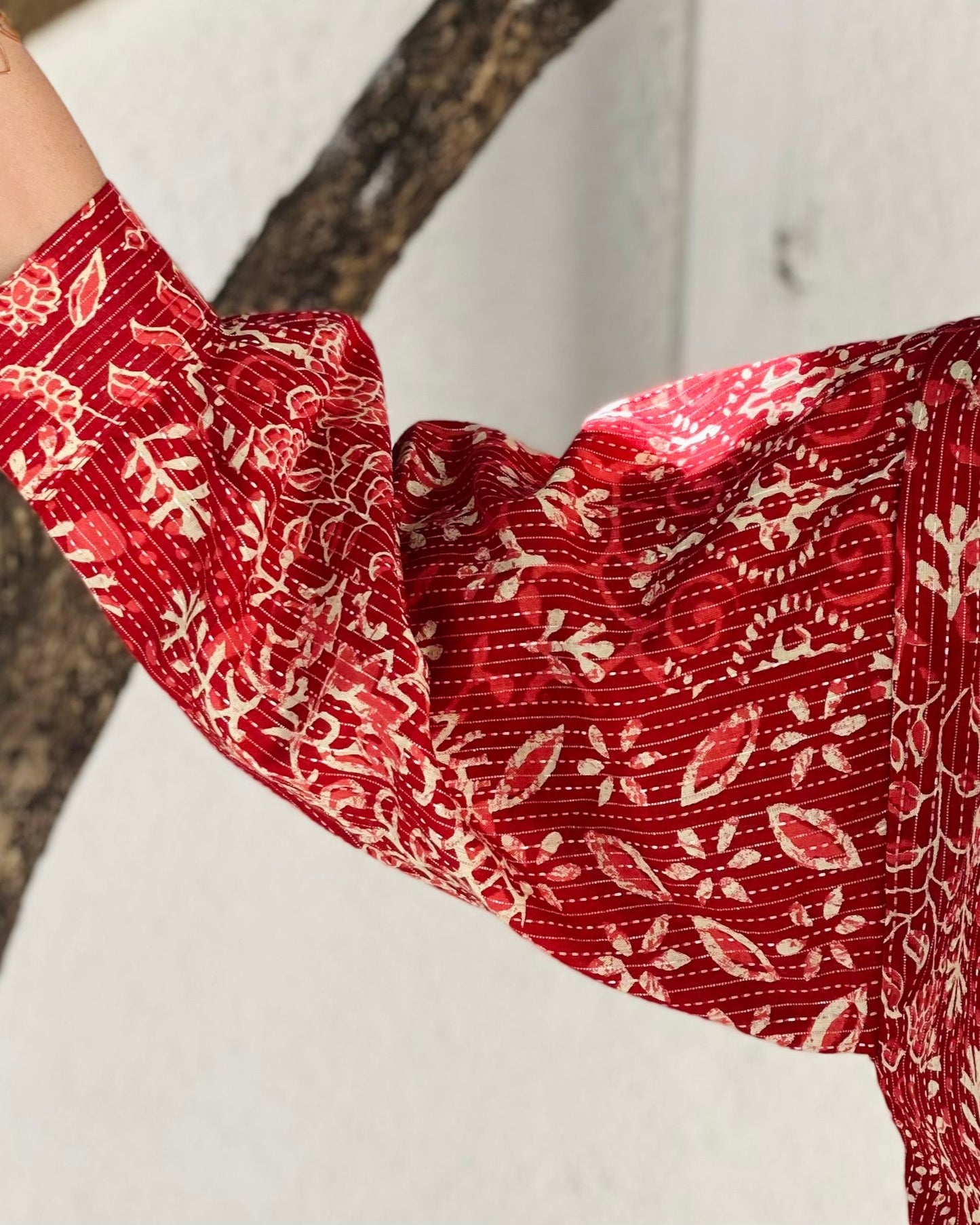 Kantha Work block printed shirt