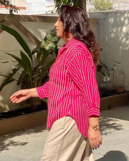 Blush pink stripes Natural dyed shirt
