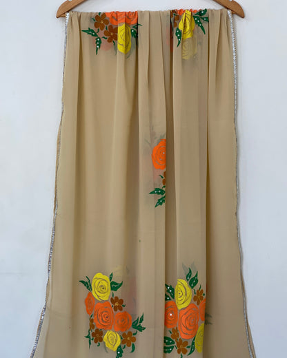 Blooming floral patterns Beige duppta