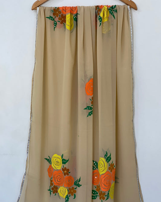 Blooming floral patterns Beige duppta