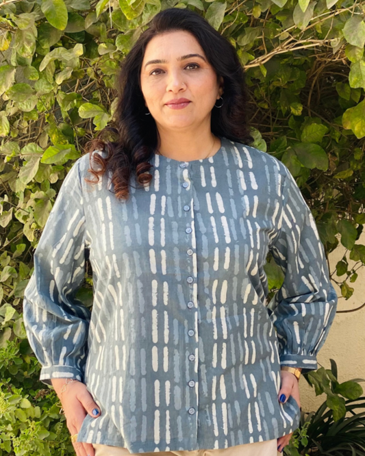 Ocean stripes Natural dyed shirt